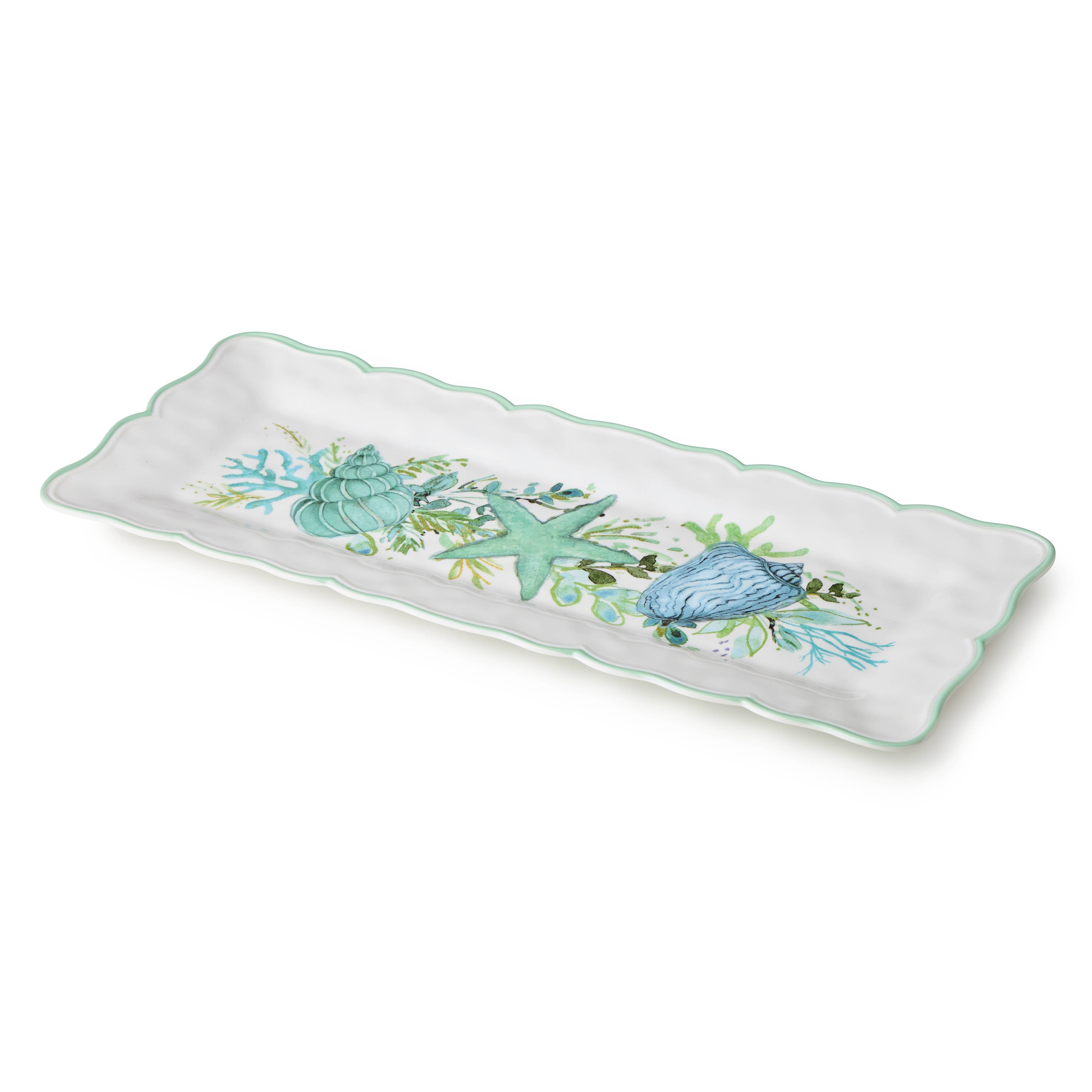 Plateau rectangulaire en verre de mer 19" x 8"