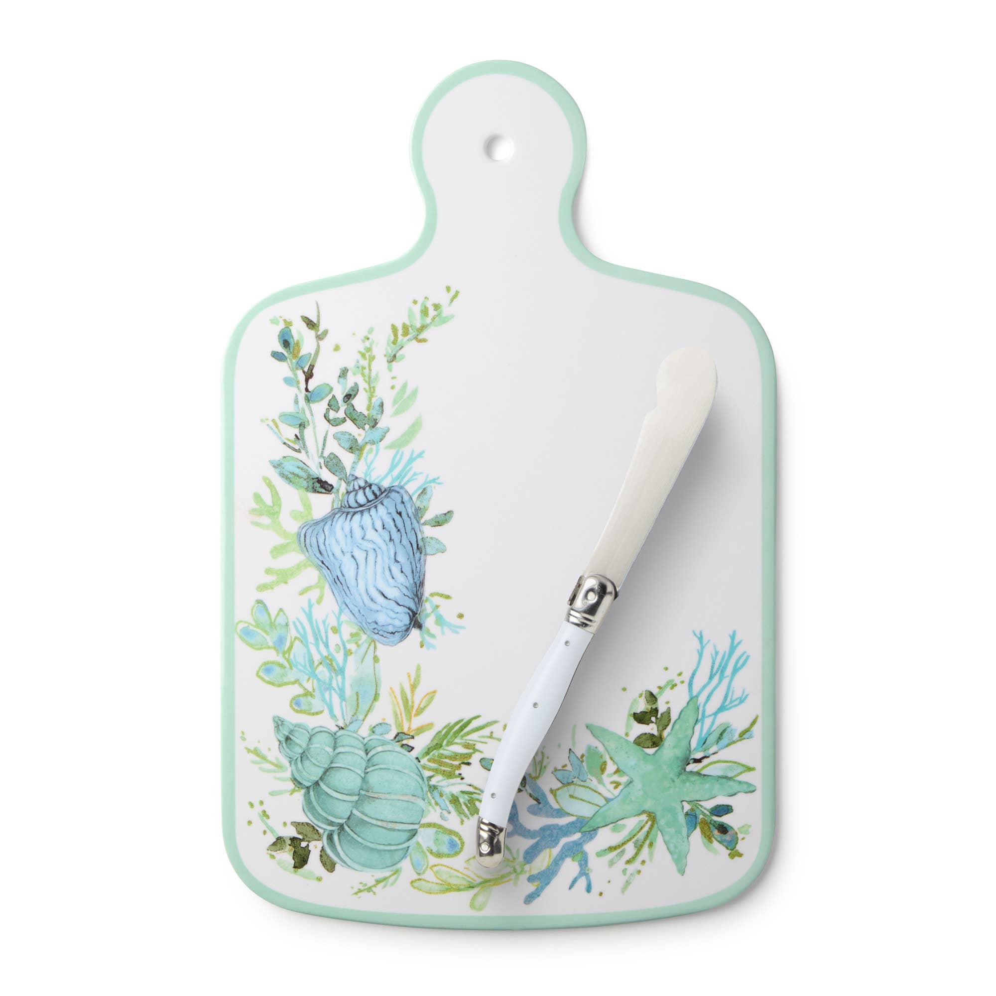 Planche à fromage en verre de mer 33,65 cm x 20,32 cm avec couteau 23,5 cm
