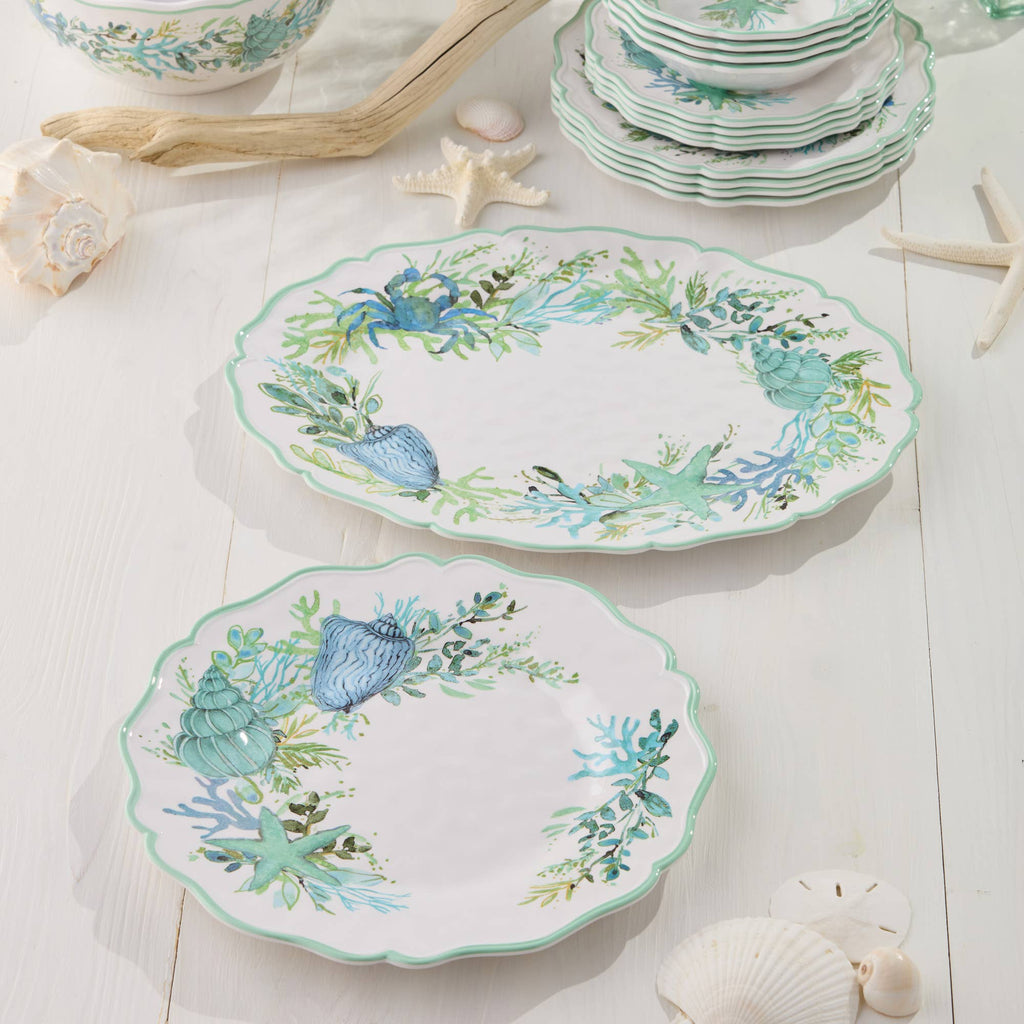 Plateau ovale en verre de mer 18" x 13,5"