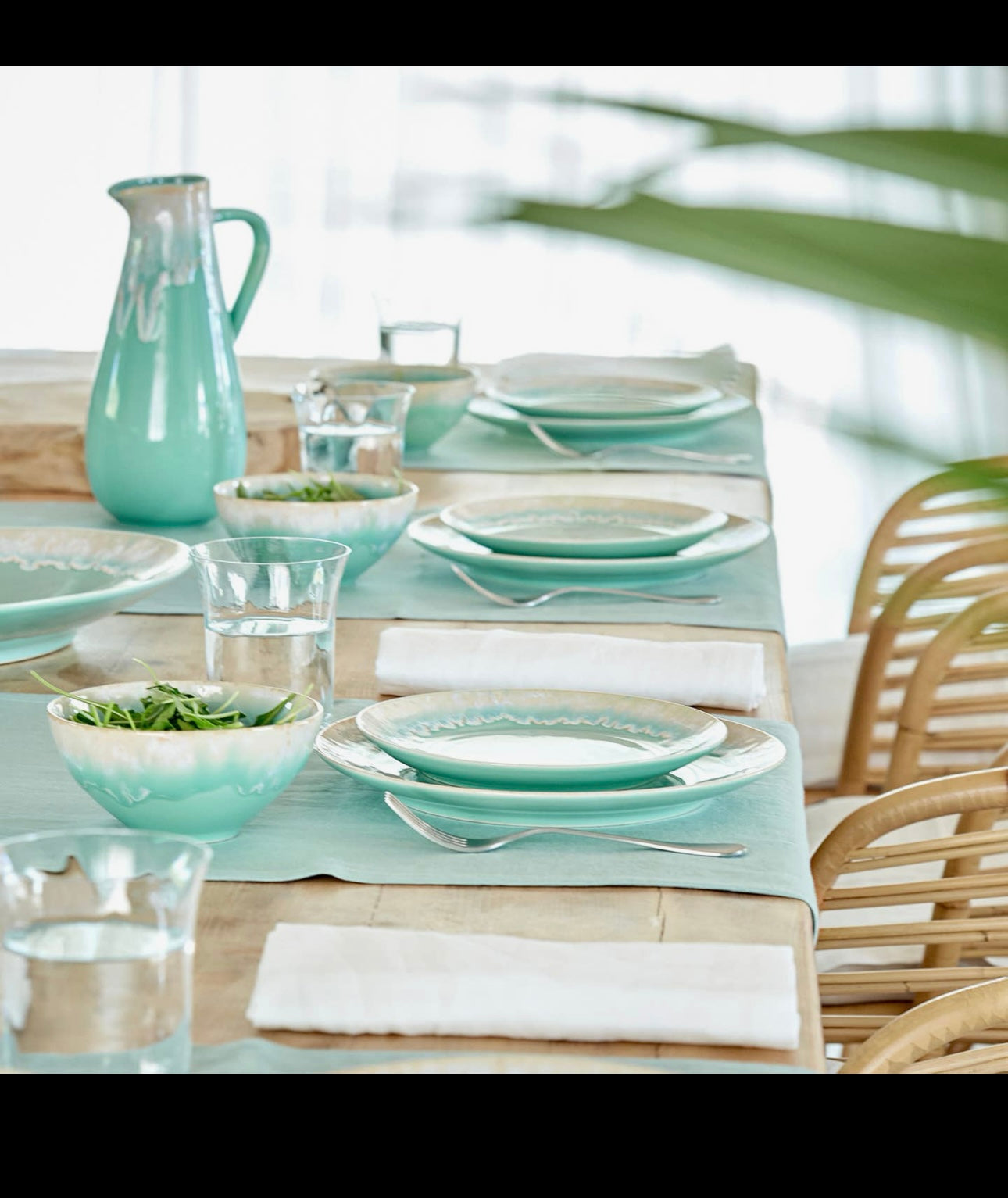 Service vaisselle bleu turquoise