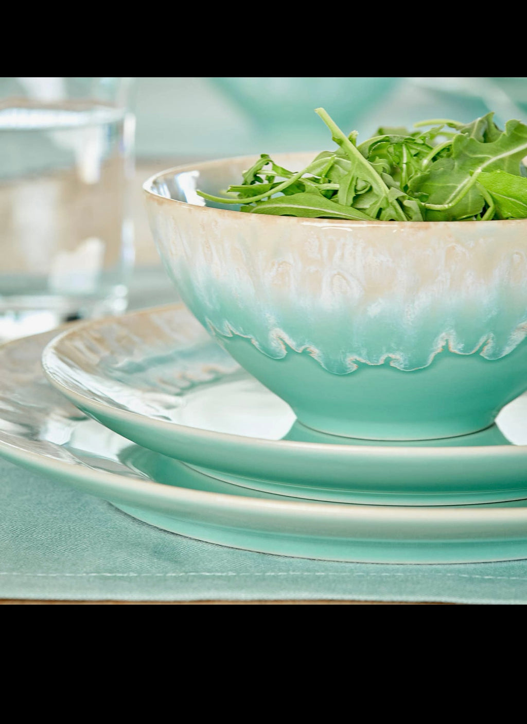 Service vaisselle bleu turquoise