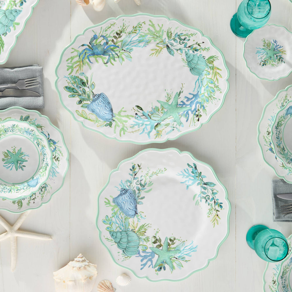 Plateau ovale en verre de mer 18" x 13,5"