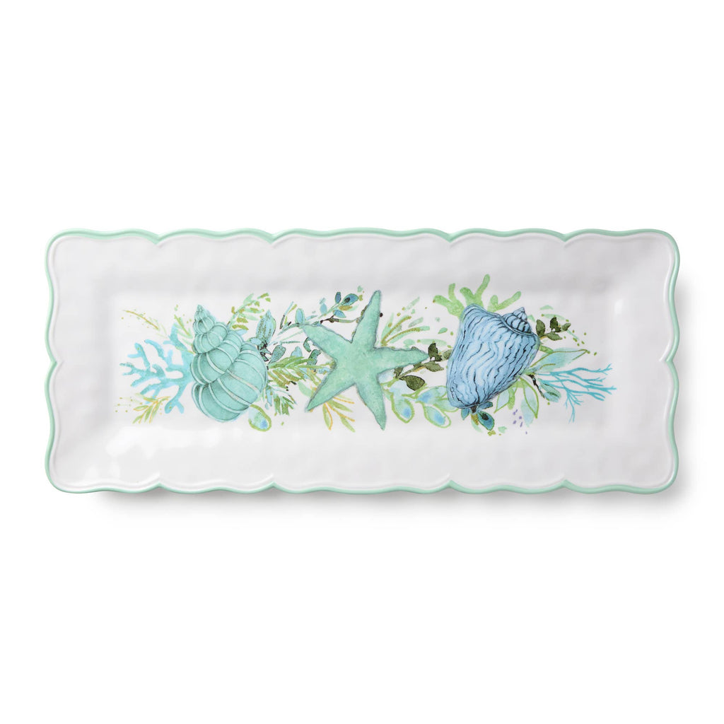 Plateau rectangulaire en verre de mer 19" x 8"