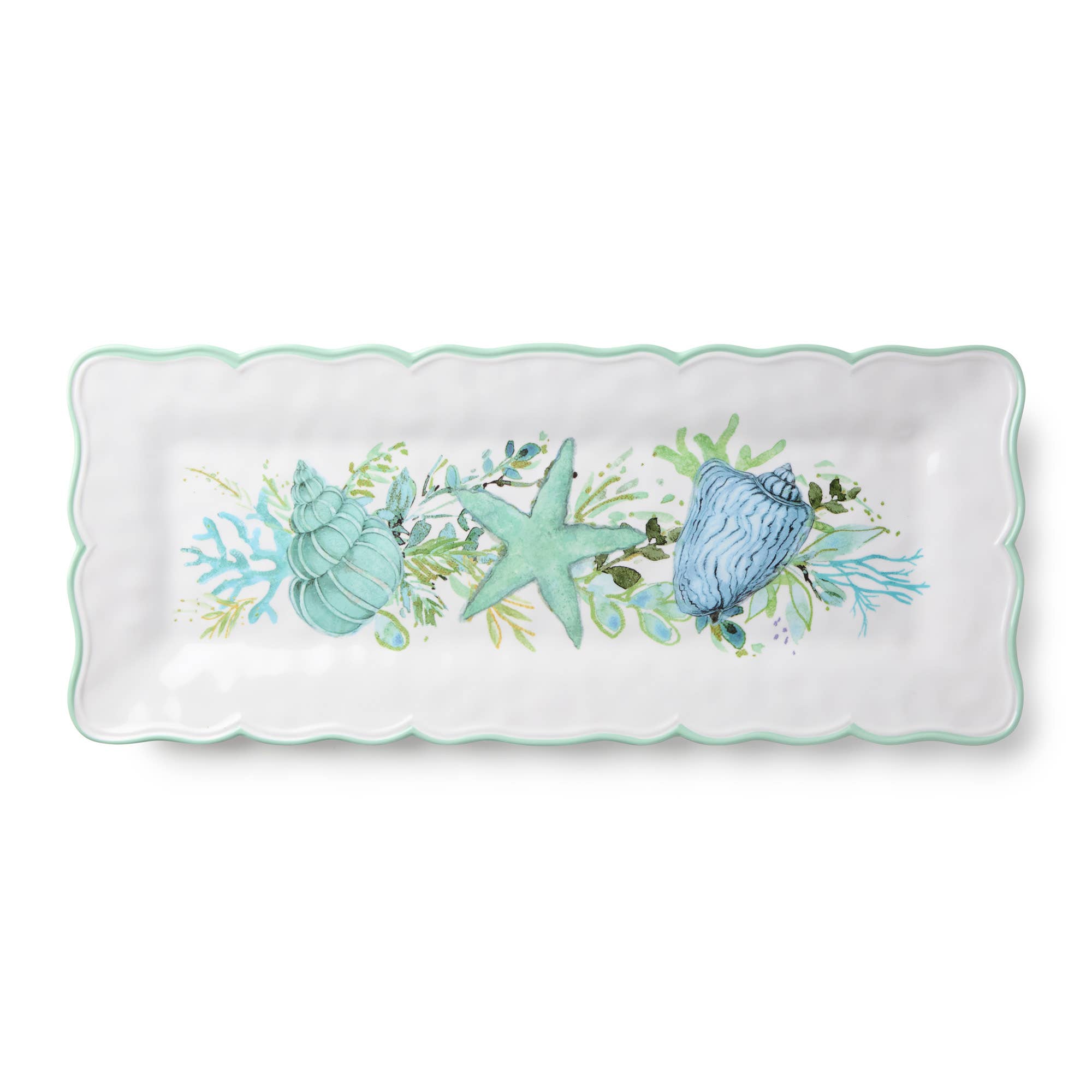 Plateau rectangulaire en verre de mer 19" x 8"